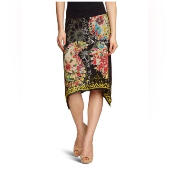 Desigual Beaded and Embroidered Floral Crochet Asymmetrical skirt size L - Picture 1 of 7